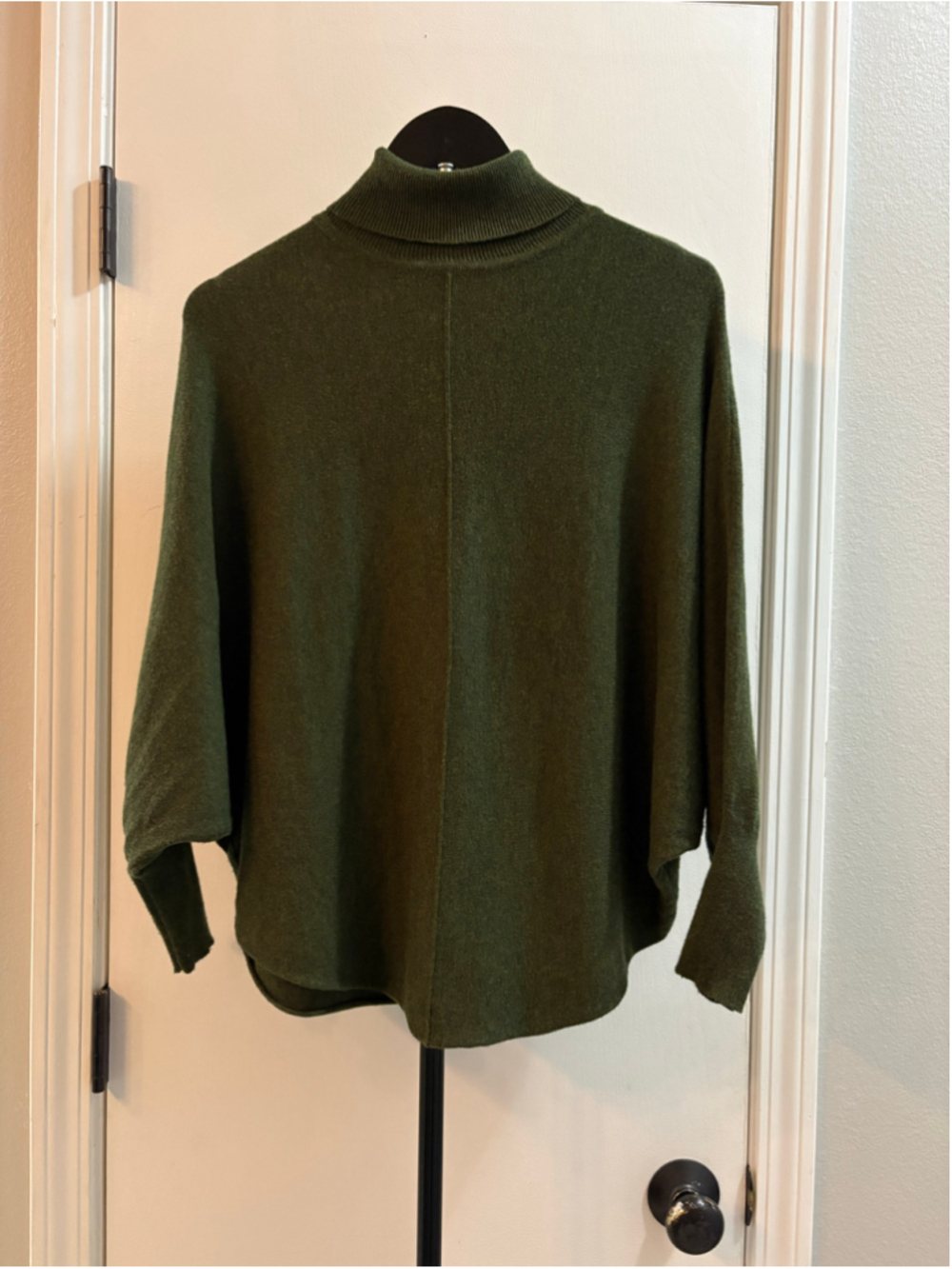 Kerisma Ryu Lin Turtleneck Poncho Sweater Olive Green Cashmere Blend S/M